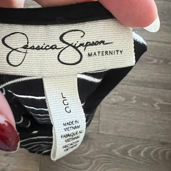 Jessica Simpson Maternity Black White 3/4 Sleeve Shirt Blouse Top Size Large - Picture 10 of 12